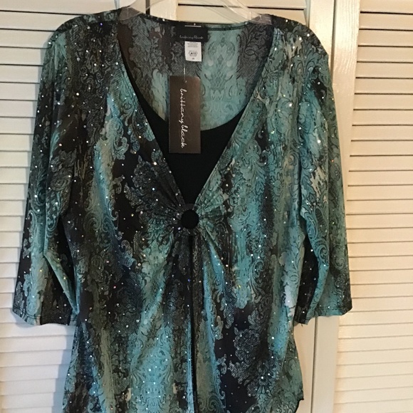 Brittany Black Tops - Black and turquoise layered top